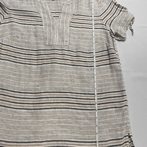 Talbots Womens Striped 100% Linen Tie-Sleeve Gray
Beige Top Size Medium - Picture 7 of 11